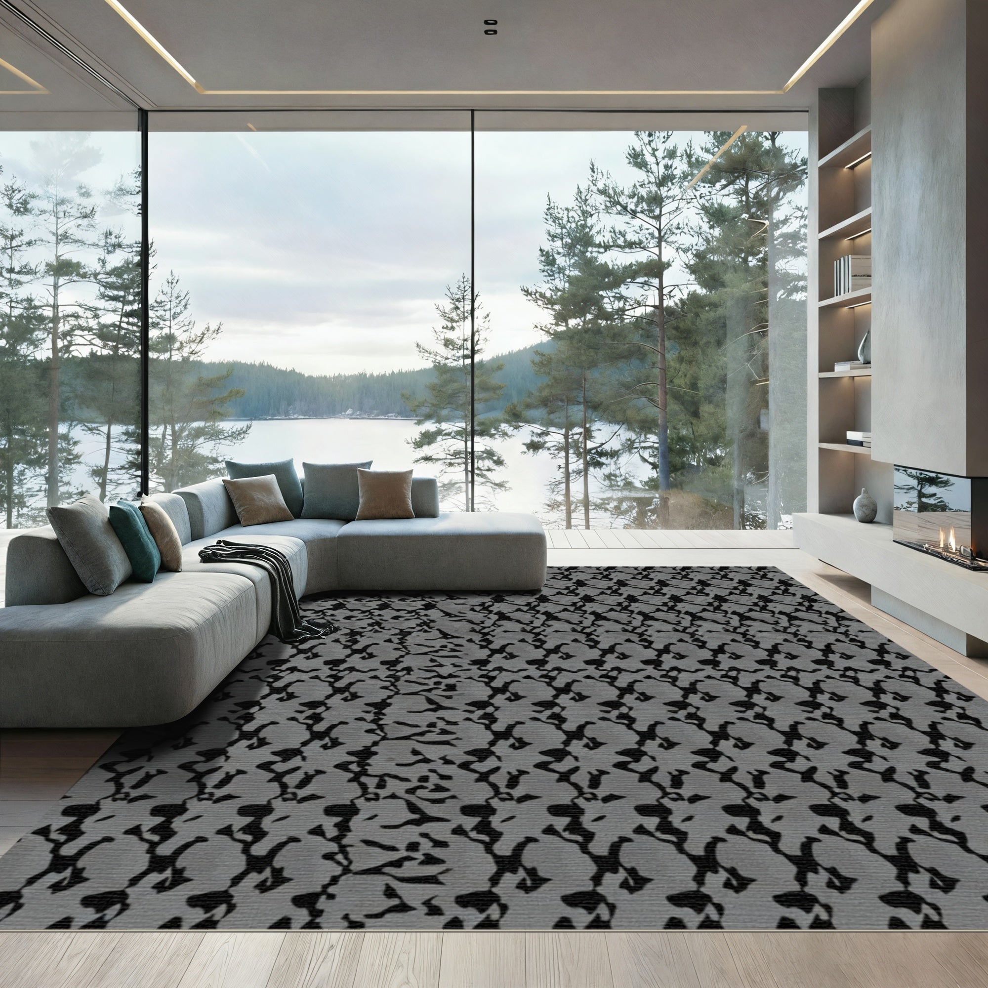Gray Abstract Organic Texture Rug