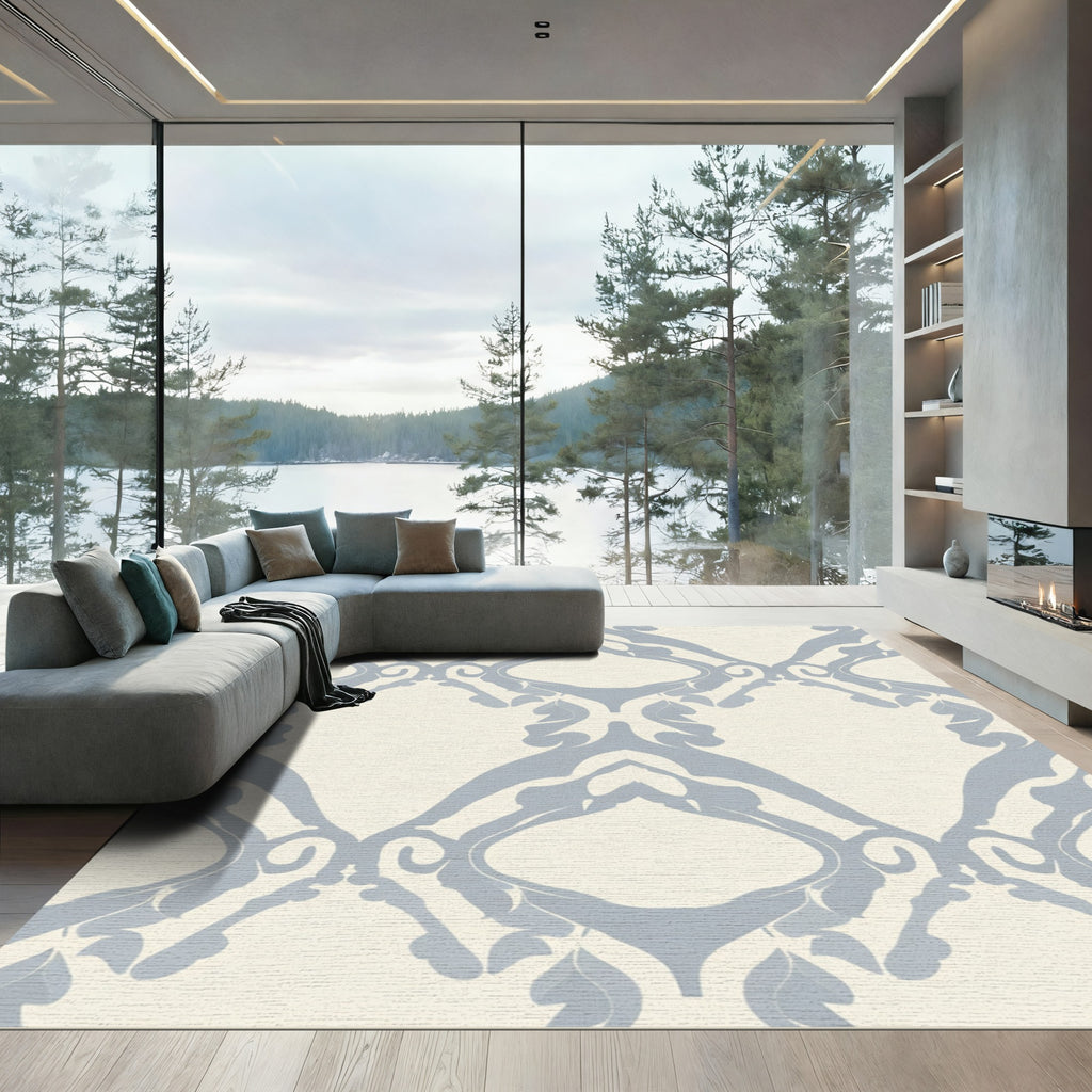 Pale Blue Archway Scroll Rug