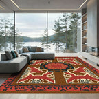 Crimson Brown Organic Medallion Rug
