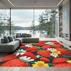 Red Strawberry Daisy Garden Collection Rug