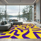 Bold Purple Wavy Lines Yellow Rug