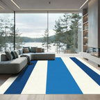 Bold Blue Cream Vertical Stripes Rug