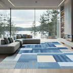 Cool Blue Patchwork Rectangles Rug