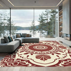 Crimson Medallion Floral Mandala Rug