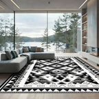 Monochrome Geometric Native American Inspired Rug