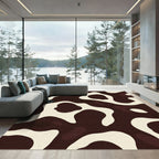 Brown White Organic Blob Composition Rug