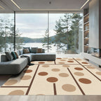 Brown and Beige Polka Dot Grid Rug