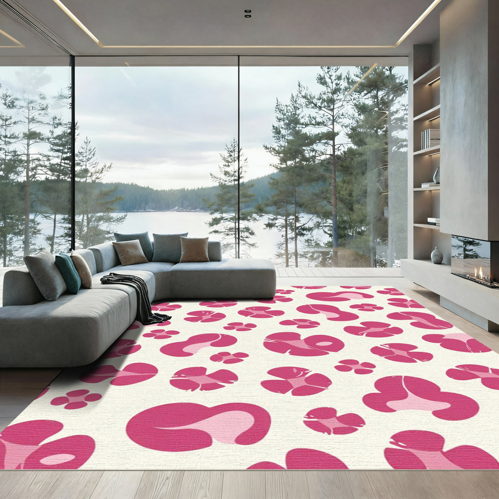 Pink Abstract Organic Shapes Rug