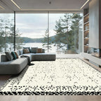 Abstract Black White Speckled Border Rug