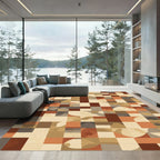 Earthy Terracotta Abstract Squares Rug