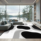 Monochrome Abstract Flowing Waves Rug