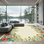 Crimson Gold Blue Floral Garland Rug