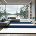 Classic Navy White Stripe Rug
