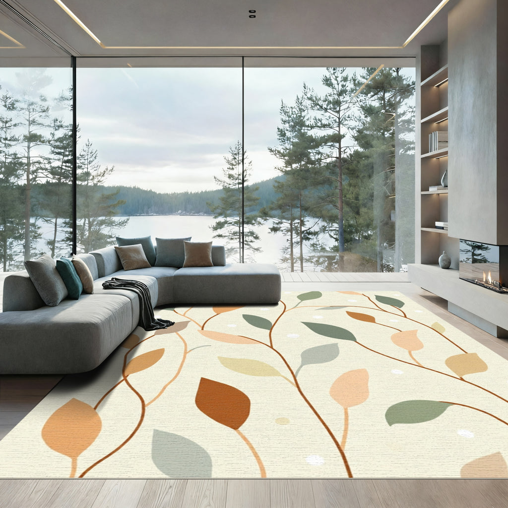 Earthy Tone Falling Leaf Arrangement Rug