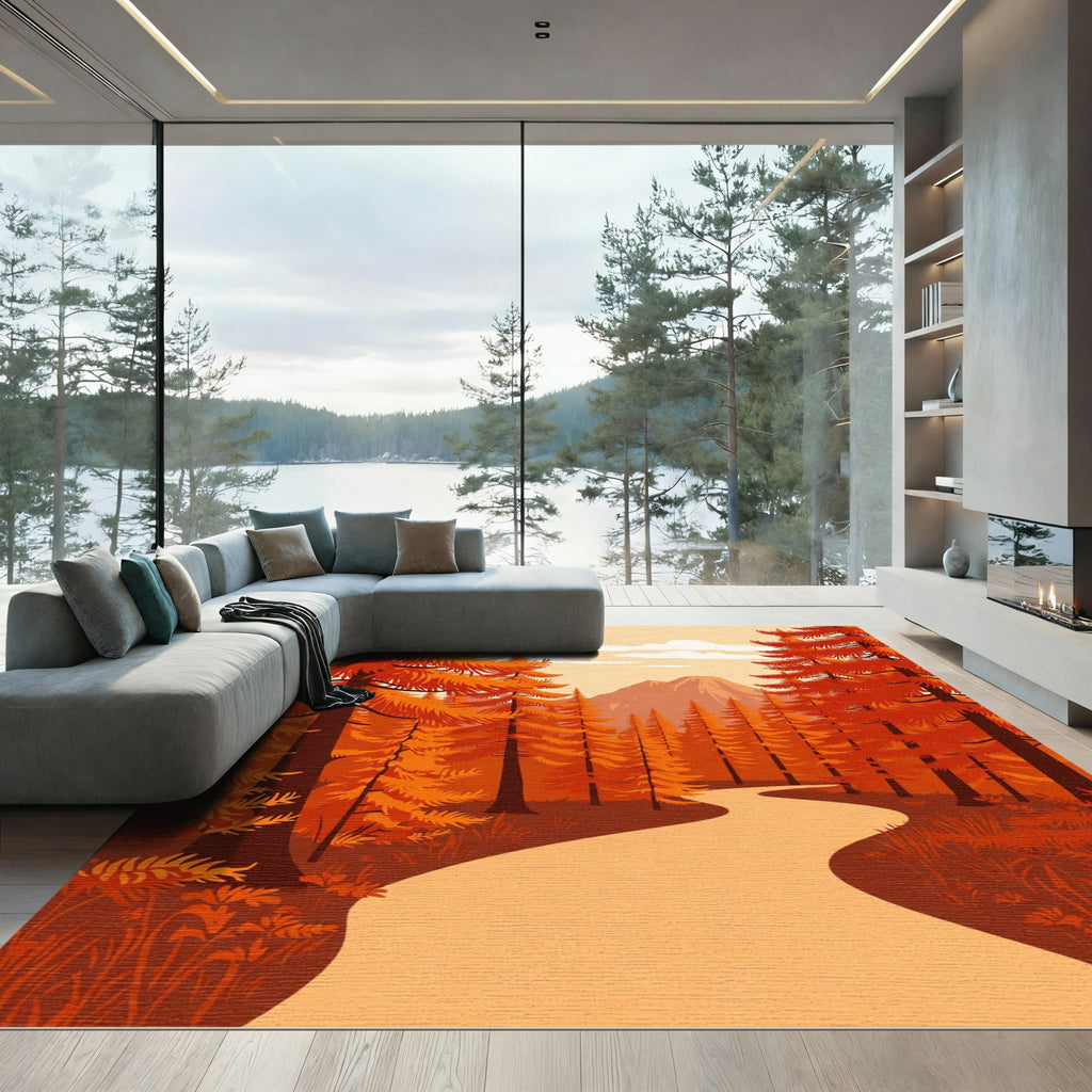 Orange Forest Road Mountain Vista Rug