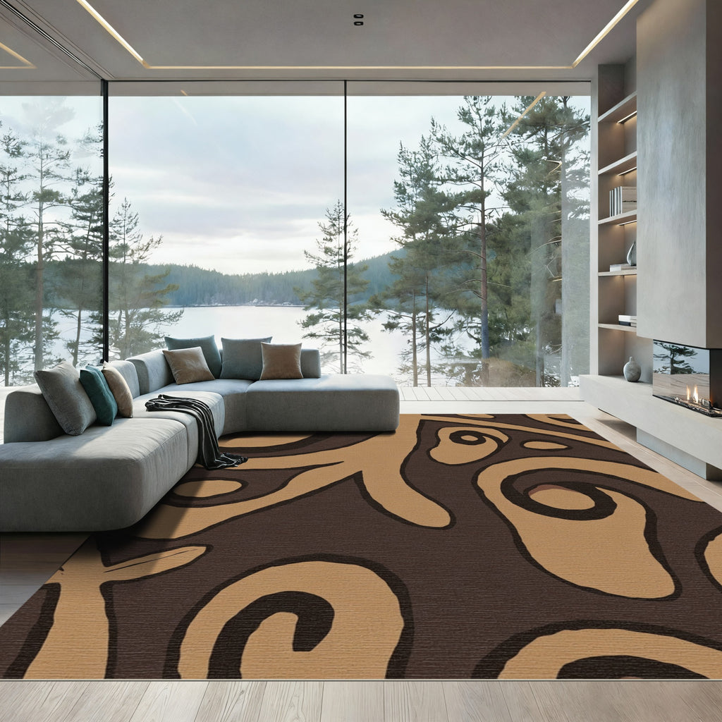 Earthy Abstract Swirl Organic Rug