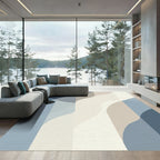 Abstract Blue Beige Wave Forms Rug