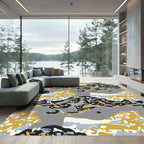 Abstract Landscape Gold Navy Rug