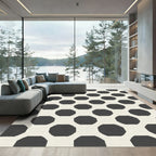 Cream And Black Octagon Grid Rug