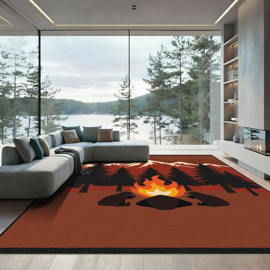 Fireside Bears Mountain Camp Bonfire Rug