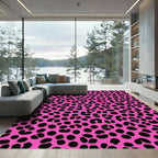 Bright Pink Black Leopard Spots Rug