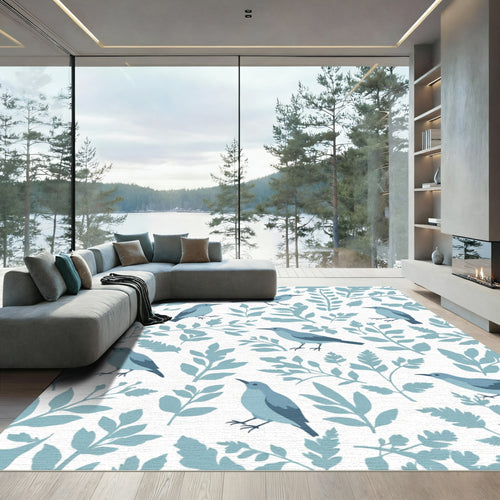 Blue Birds Amidst Greenery Rug