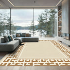 Geometric Taupe Border Modern Rug