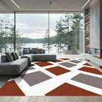 Brown Gray Interlocking Square Arrangement Rug