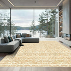 Sandy Beige Geometric Lattice Rug