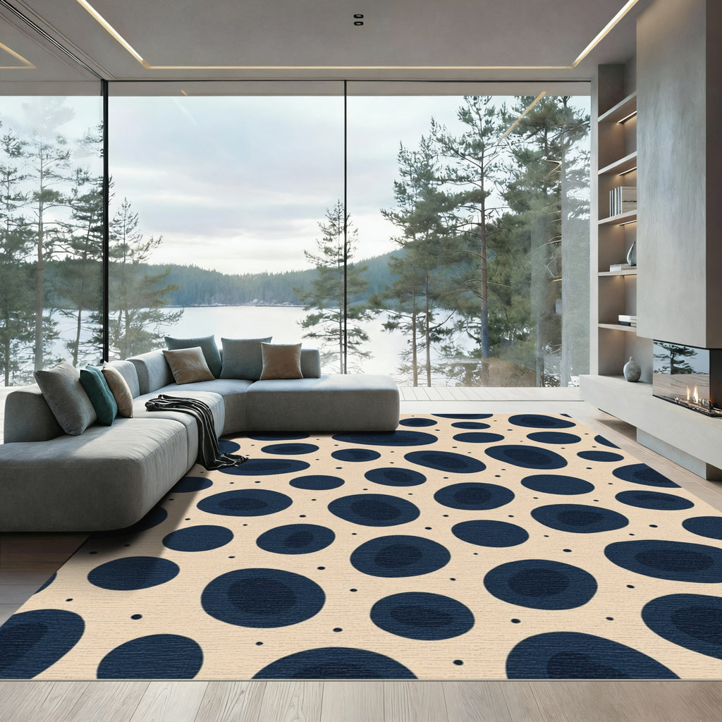 Navy Dots Organic Abstract Rug