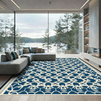 Deep Blue Question Mark Lattice Rug