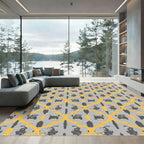 Gold Yellow Gray Abstract Chain Rug