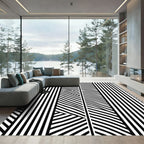 Black White Optical Illusion Stripe Rug