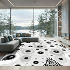 Monochromatic Abstract Floral Eye Rug