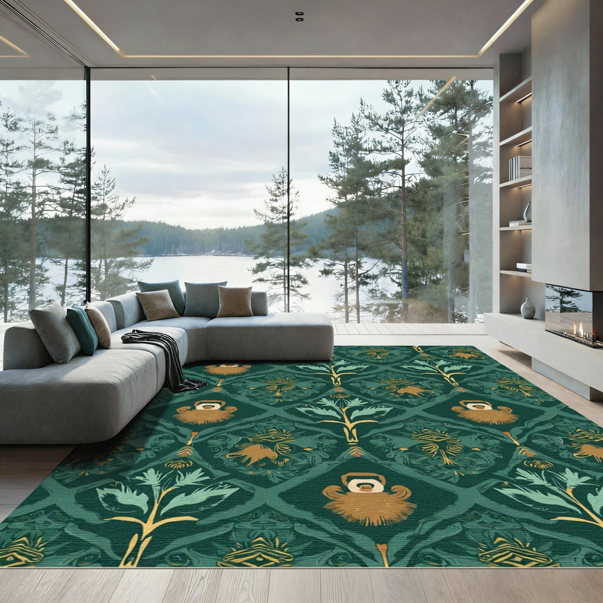 Emerald Forest Floral Medallion Rug