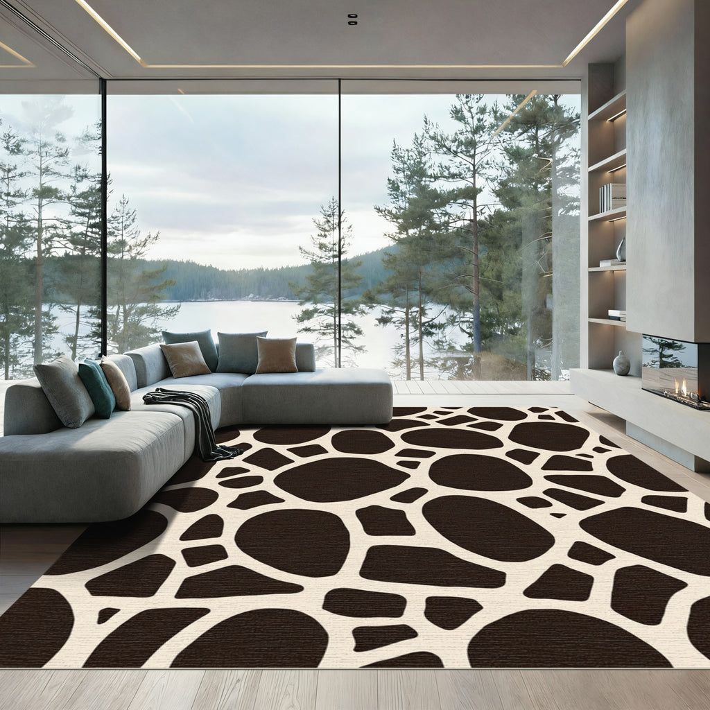 Natural Brown Giraffe Overlay Rug