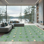 Sage Green Abstract Botanical Repeat Rug