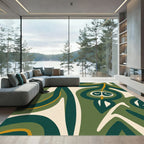 Green Organic Abstract Swirl Rug