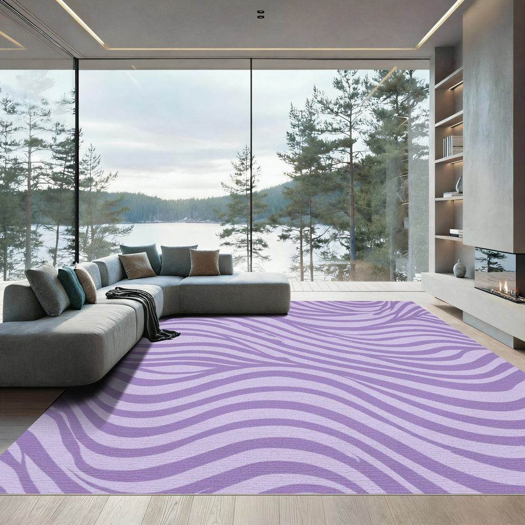 Purple Wavy Stripe Rug