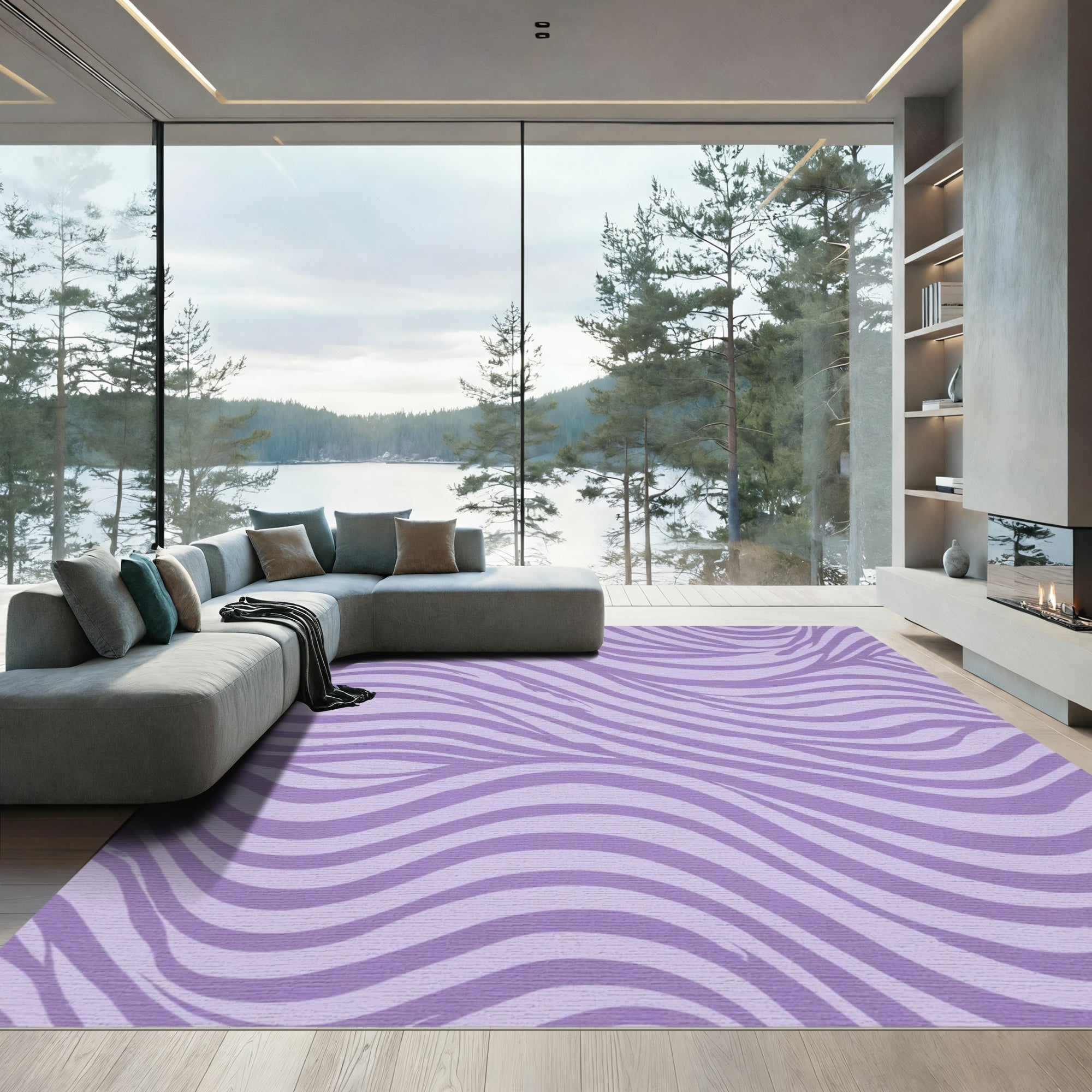 Purple Wavy Stripe Rug