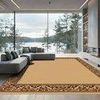 Oriental Ochre Floral Scrollwork Border Rug