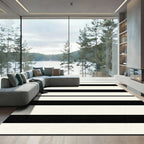 Bold Black Ivory Striped Rug