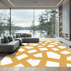 Golden Ochre Intersecting Shapes Rug