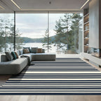 Ink Ivory Horizontal Lines Rug