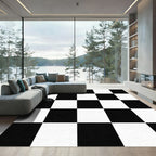 Monochrome Black White Checkered Grid Rug
