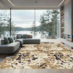 Tan Brown Abstract Organic Shapes Rug