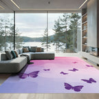 Winged Purple Butterflies Graceful Ombre Sky Rug
