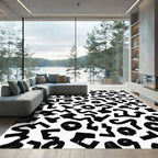 Abstract Black Geometric Shapes Rug