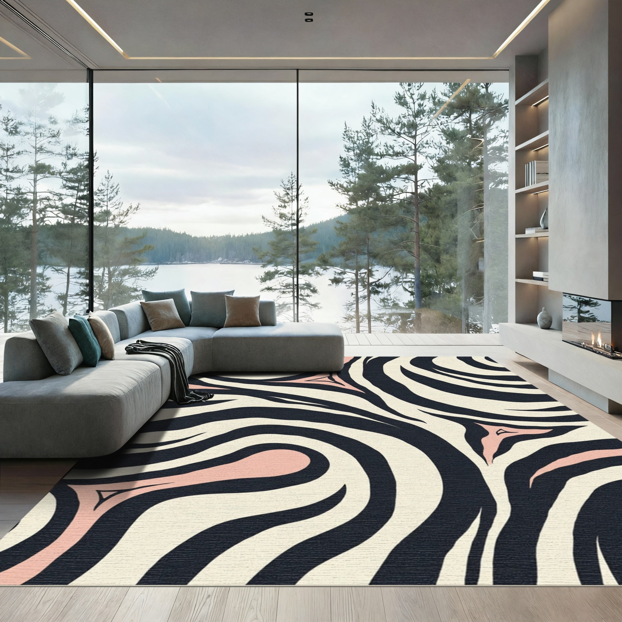 Blush Pink Zebra Swirl Rug