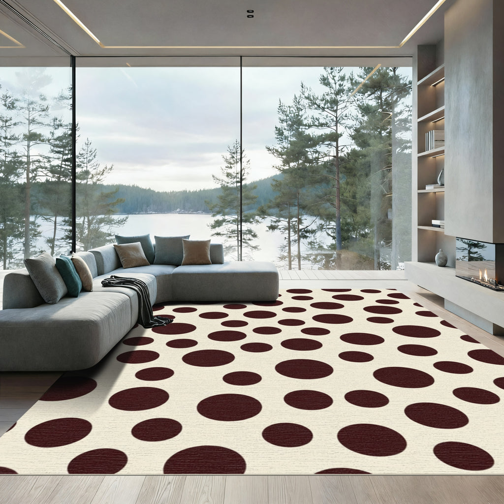 Deep Crimson Polka Dot Scatter Rug